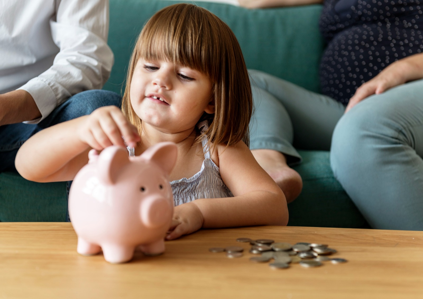 Girl saving money